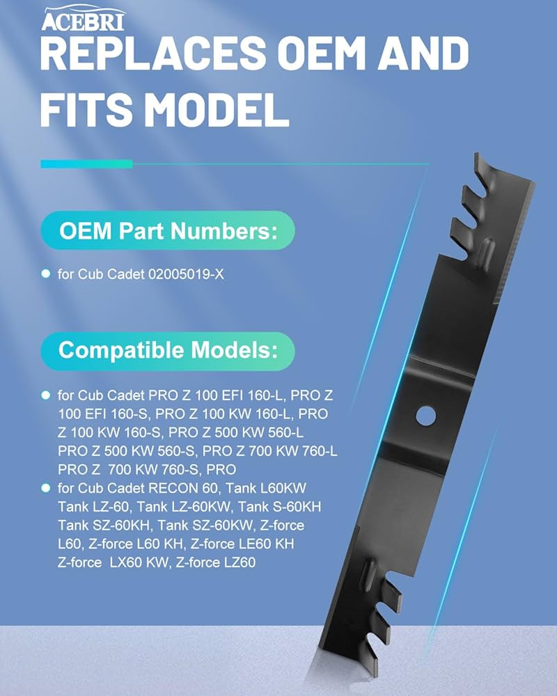 Apple - しげ Amazon.com : ACEBRI Mulching Blade 60 '' Fit for Cub Cadet